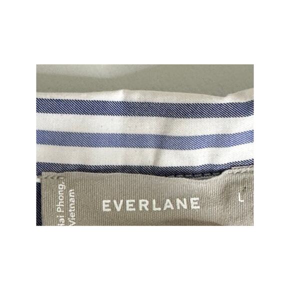 Everlane NWOT Blue White Striped Button-Down Top 3/4 Sleeves Casual Comfort L - Picture 3 of 7